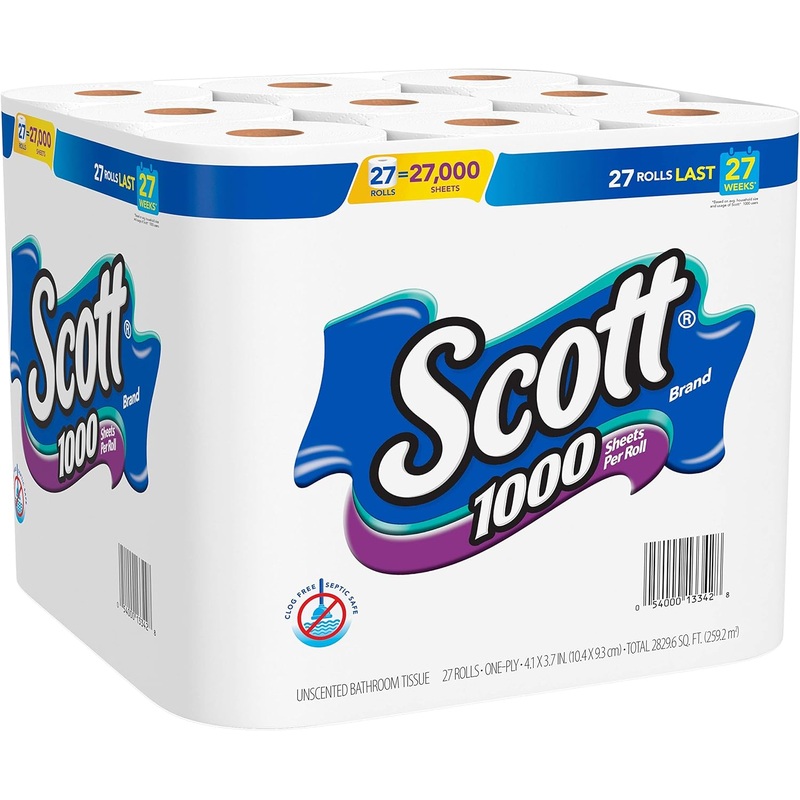 Scott Toilet Paper/Bath Bathroom Tissue, 12.3 x 13.9 x 13.9, White 27 per Carton | Bigbigmart.com