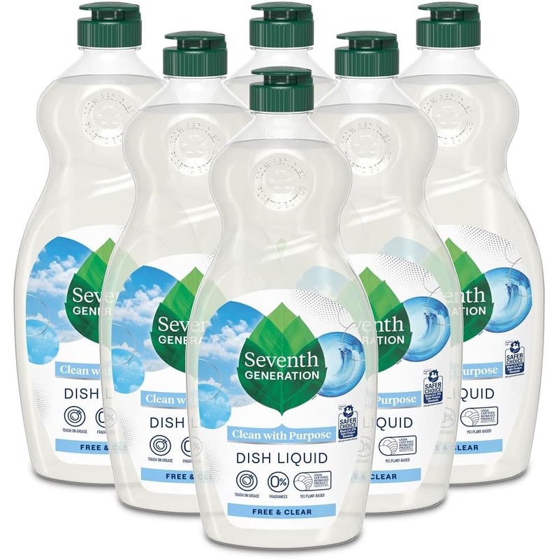 Seventh Generation Dish Liquid Soap, Free & Clear, 25 Oz, Pack of 6 | Bigbigmart.com