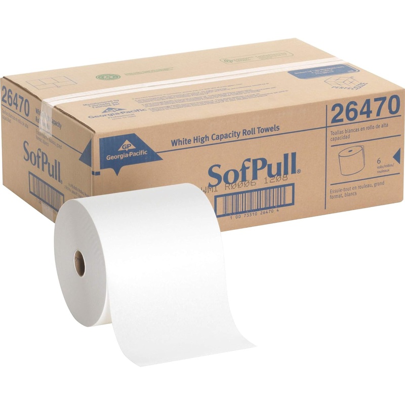 SofPull High-Capacity Recycled Paper Towel Roll by GP PRO (Georgia-Pacific), White, 26470, 1000 Linear Feet Per Roll, 6 Rolls Per Case, Green | Bigbigmart.com