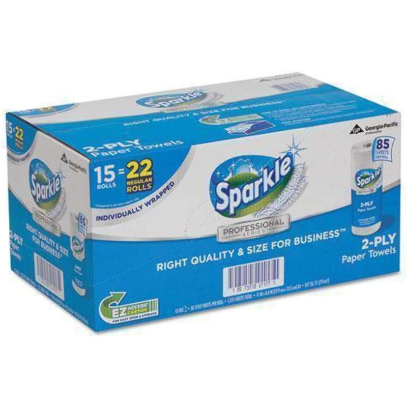 Sparkle 2-Ply Perforated Roll Paper Towels by GP PRO (Georgia-Pacific), White, 2717714, 85 Sheets Per Roll, 15 Rolls Per Case | Bigbigmart.com