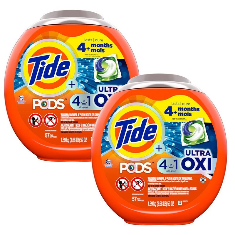 Tide 4 In 1 Ultra Oxi Unscented Laundry Detergent Pods, 57-Count, 2-Pack | Bigbigmart.com