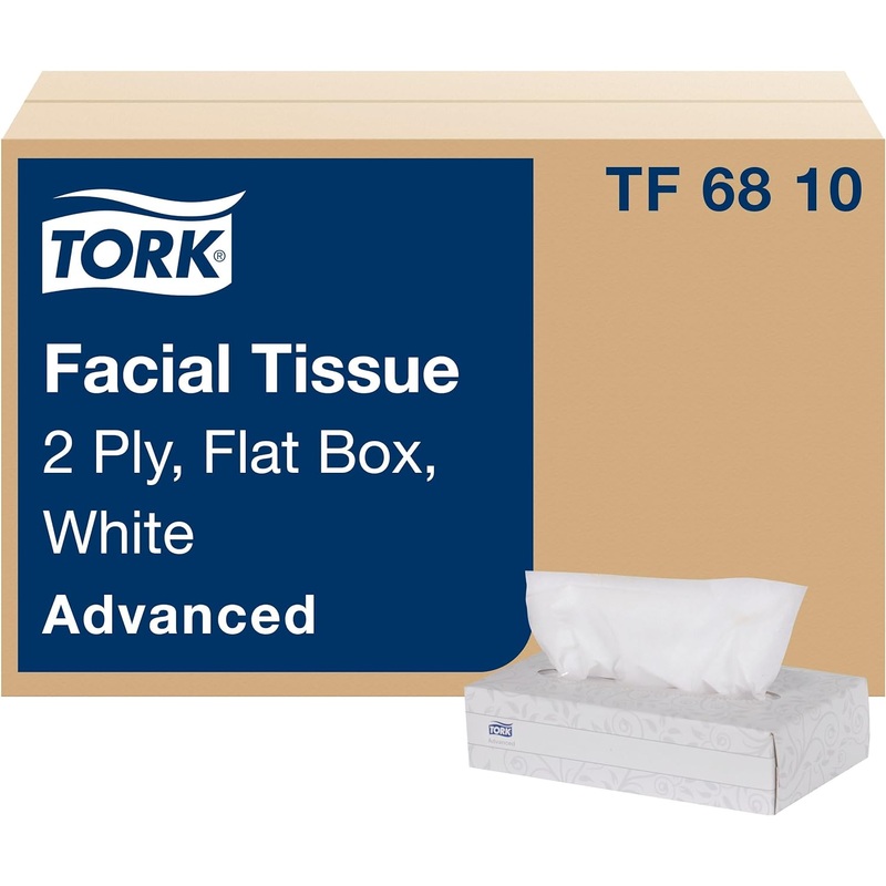 Tork Advanced Facial Tissue Flat Box White, Soft, 2-ply, 30 x 100 tissues, TF6810 | Bigbigmart.com