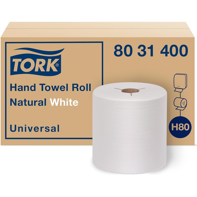 Tork Hand Towel Roll Natural White H80, Universal, 100% Recycled Fiber, 6 Rolls x 800 ft, 8031400, 6 Count (Pack of 1) | Bigbigmart.com