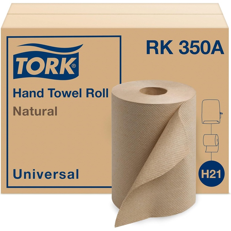 Tork Paper Hand Towel Roll Natural H21, Universal, 100% Recycled Fiber, 12 Rolls x 350 ft, RK350A | Bigbigmart.com