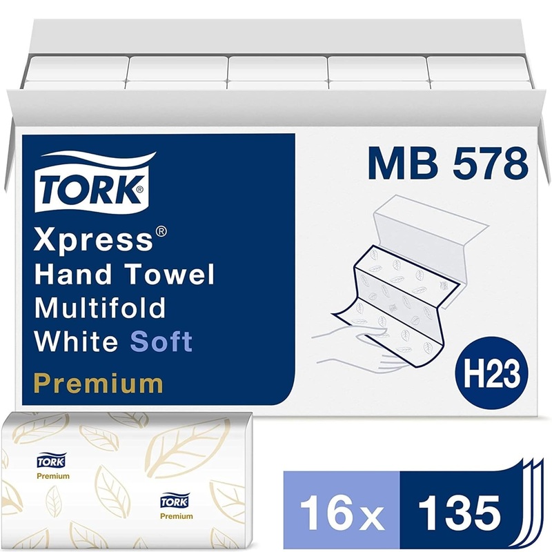 Tork Xpress Soft Multifold Hand Towel White H2, Premium, Absorbent, 16 x 135 Sheets, MB578 | Bigbigmart.com