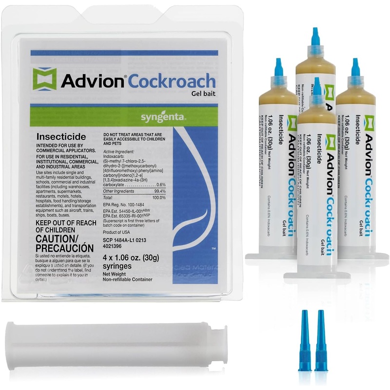 Advion Cockroach Gel Bait, 4 Tubes x 30-Grams, 1 Plunger and 2 Tips, German Roach Insect Pest Control, Indoor and Outdoor Use, Roach Killer Gel for American, German and Other Major Cockroach Species | Bigbigmart.com