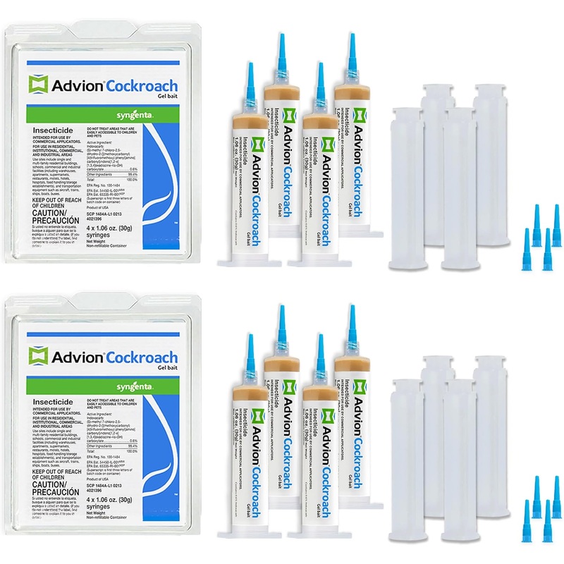 Advion Cockroach Gel Bait, 4 Tubes x 30-Grams, 4 Plunger and 4 Tips, German Roach Pest Control, Indoor and Outdoor Use, Roach Killer for American, German and Other Major Cockroach Species (2 Pack) | Bigbigmart.com