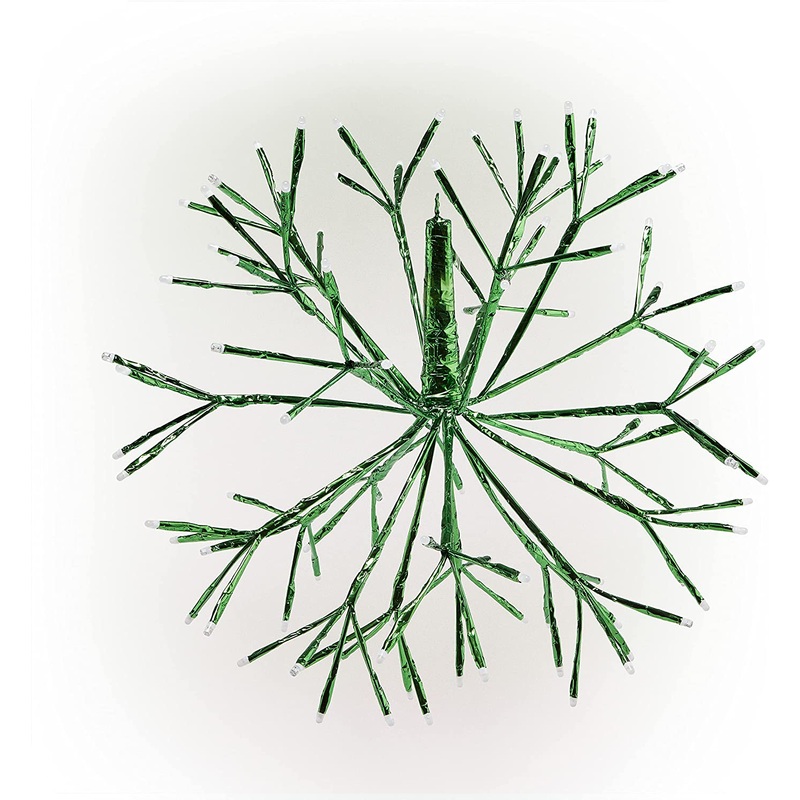 Alpine CRD100L-GN Christmas Snowflake Large Hanging Ornament with 96 LED, 16 Inch Tall, Green | Bigbigmart.com