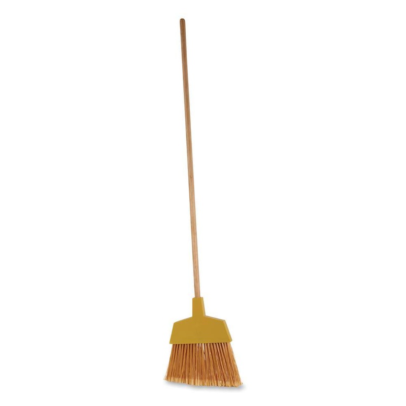 Boardwalk BWK932ACT 53 in. Wood Handle Plastic Bristles Angle Broom in Yellow (12/Carton) | Bigbigmart.com