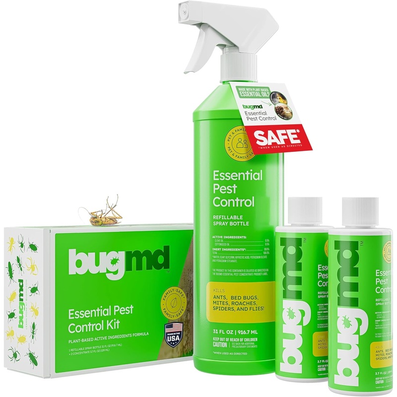BugMD Ant Killer & Bug Spray – Roach and Cockroach Killer Indoor, Spider Spray for Home, Fly and Insect Defense, Natural, Safe with Essential Oils, Plant-Powered, Pest Control – Starter Kit | Bigbigmart.com