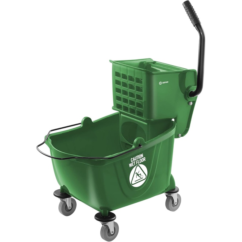 Dryser Commercial Mop Bucket with Side Press Wringer, 26 Quart, Green | Bigbigmart.com