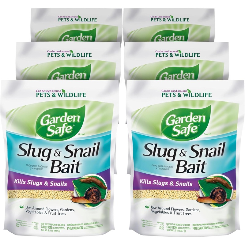Garden Safe Brand Slug & Snail Bait Granules, 2 Pounds, Slugs & Snails Begin to Die Within 3 to 6 Days, Can Be Used Around Pets & Wildlife, For Lawns, Gardens & Greenhouses, 6 Pack | Bigbigmart.com