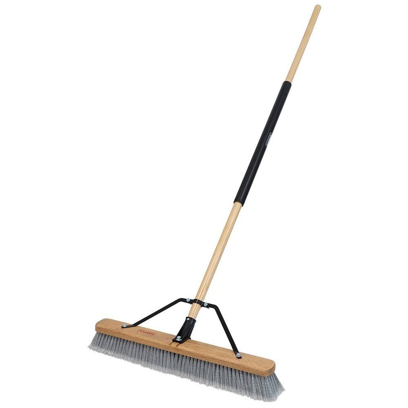 HARPER 24 in. Indoor Hardwood/Steel Handle Push Broom for Pet Hair, Sand, Saw Dust and Wood Shavings | Bigbigmart.com