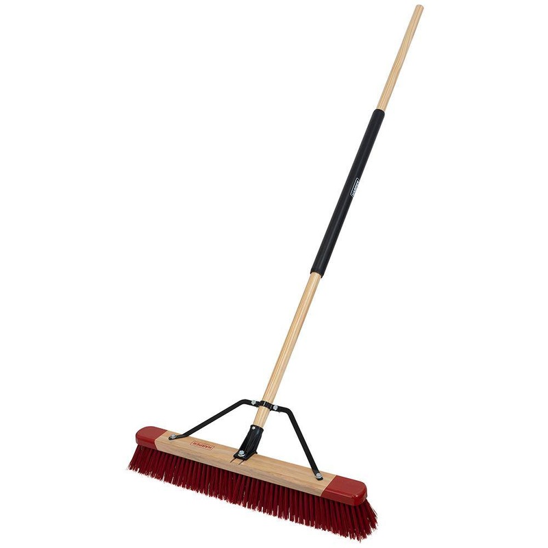 HARPER 24 in. Premium All-Purpose Hardwood/Steel Handle Push Broom for Dirt, Soil, Mulch, Grass and Oil Dry | Bigbigmart.com