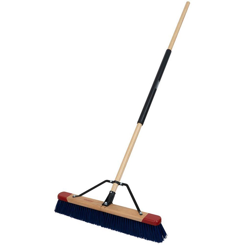 HARPER 24 in. Premium Outdoor Hardwood/Steel Handle Push Broom for Dirt, Soil, Mulch, Grass and Oil Dry | Bigbigmart.com