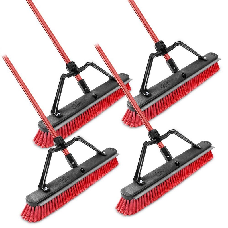 Libman 1734 24 in. High Power Heavy-Duty Multi-Surface Squeegee Push Broom with Brace and Steel Handle (4-Pack) | Bigbigmart.com