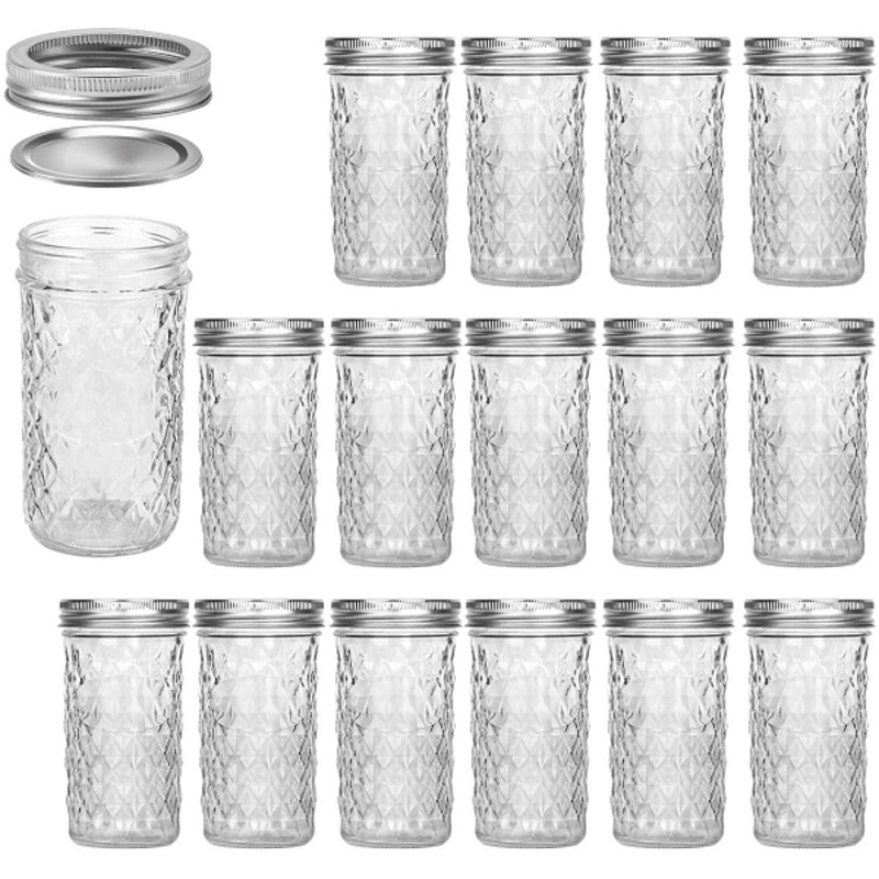 Mason Jars 12 OZ, VERONES Canning Jars Jelly Jars Regular
