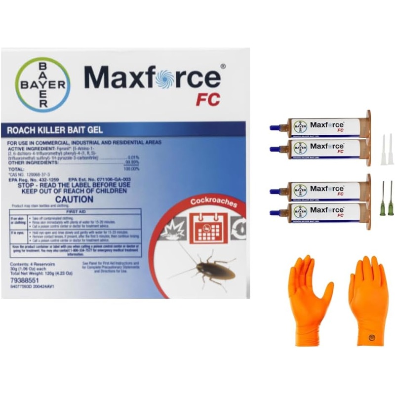 Maxforce Fc Roach Bait Gel 4 Tubes | Premium USA Supply Gloves for Safe Eradication | USA Supply Pest ID Card | Bigbigmart.com