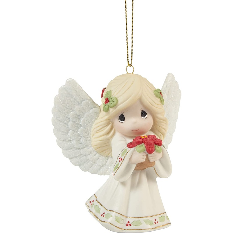 May Your Christmas Blossom with Peace and Happiness Annual Angel Ornament | Bigbigmart.com