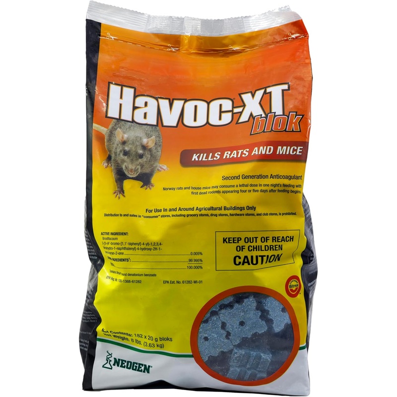 Neogen RODENTICIDE Havoc XT Rat Bait Block Pouch, 8-Pound (00595) | Bigbigmart.com