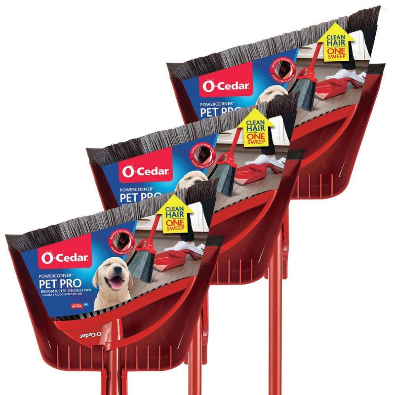 O-Cedar Power Corner Pet Pro Angle Broom with Step On Dust Pan (3-Pack) | Bigbigmart.com