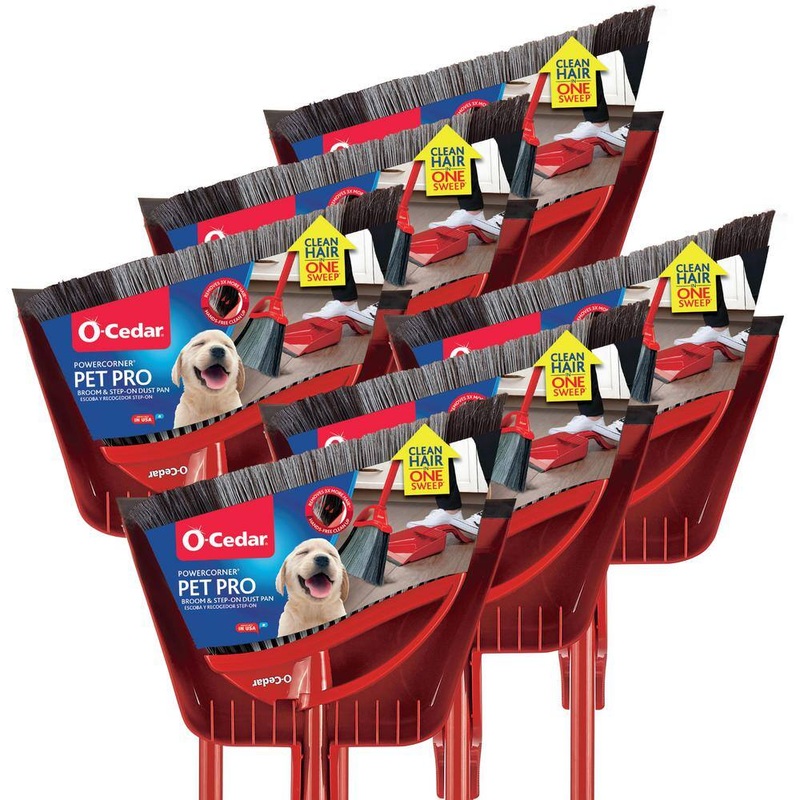 O-Cedar Power Corner Pet Pro Angle Broom with Step On Dust Pan (6-Pack) | Bigbigmart.com
