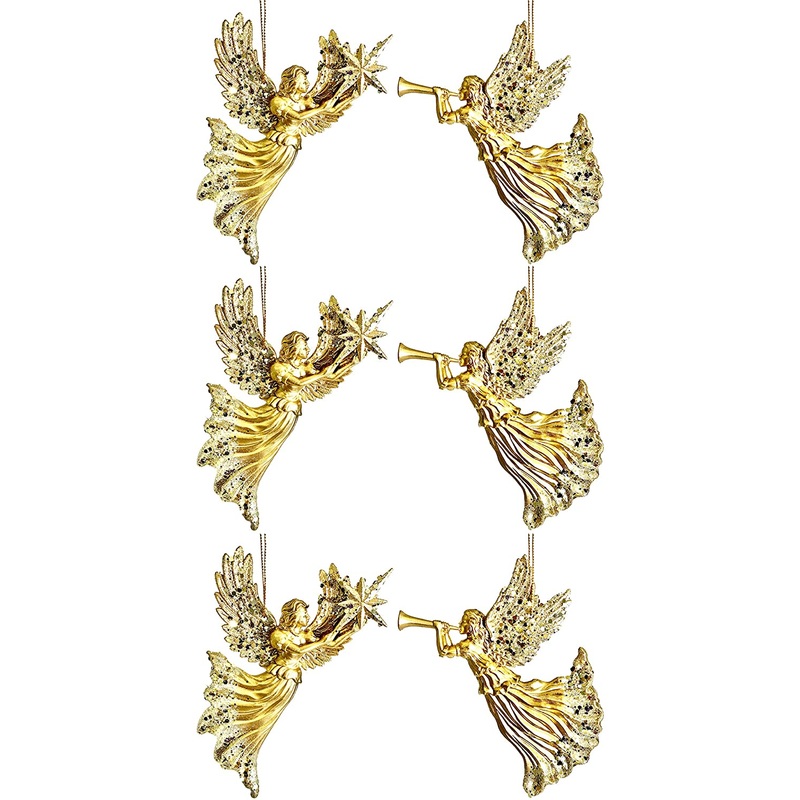 Party Explosions Heavenly Angels Glitter Hanging Ornaments – Set of 6 | Bigbigmart.com
