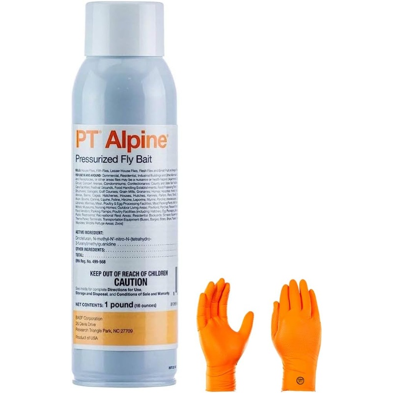 PT Alpine Pressurized Fly Bait – Fly Terminator: Long-Lasting Fly Control Solution with Baiting Properties | Includes USA Supply Protective Gloves | USA Pest Identification Card | Bigbigmart.com