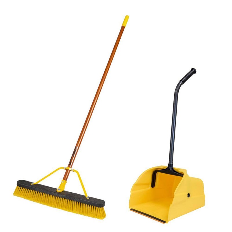 Quickie Jobsite 24 in. Indoor/Outdoor Push Broom with 14 in. Jumbo Dust Pan Combo Pack | Bigbigmart.com