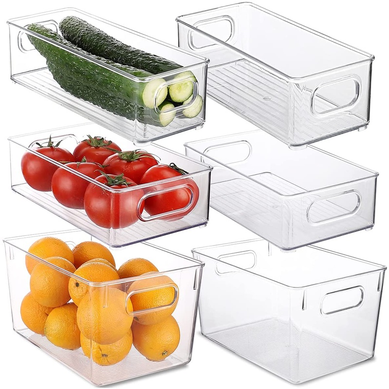 Refrigerator Organizer Bins, Set Of 6 Plastic Organizer Bins, BPA Free | Bigbigmart.com