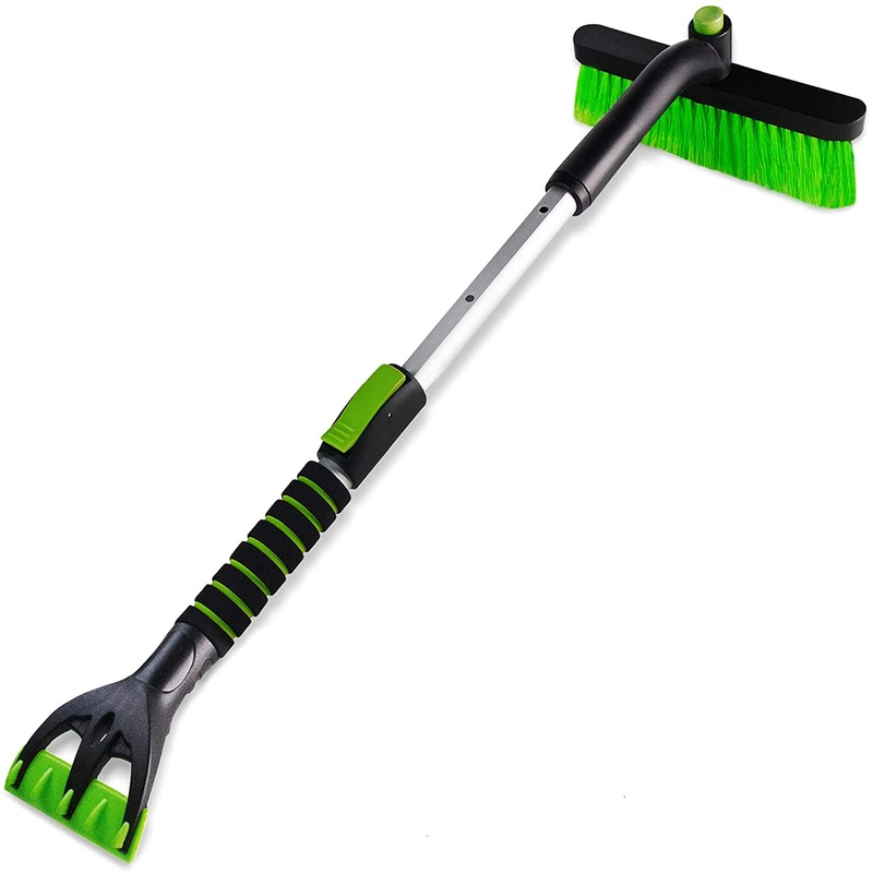 SEAAES Ice Scraper with Snow Brush for Car Windshield, Extendable Snow Brush with Foam Grip for Truck SUV Wehicle Windows | Bigbigmart.com
