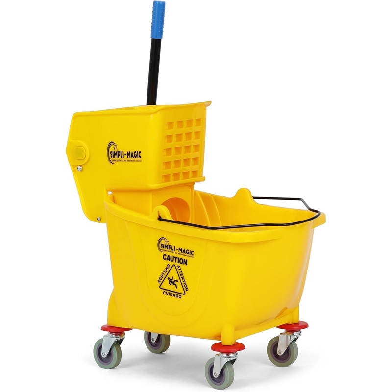 Simpli-Magic Commercial Mop Bucket with Side Press Wringer, 36 Quart, New Generation, Yellow | Bigbigmart.com