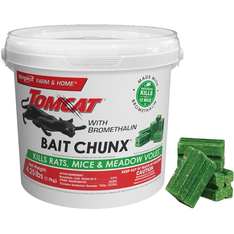 Tomcat with Bromethalin Bait Chunx Pail, Rat and Mice Control for Agricultural Use and Professional Applicators, 4.25 lbs. | Bigbigmart.com