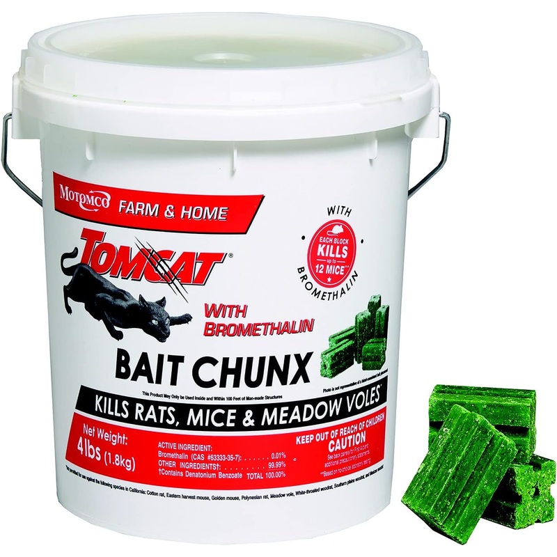 Tomcat with Bromethalin Bait Chunx Pail, Rat and Mice Control for Agricultural Use and Professional Applicators, 4 lbs. | Bigbigmart.com