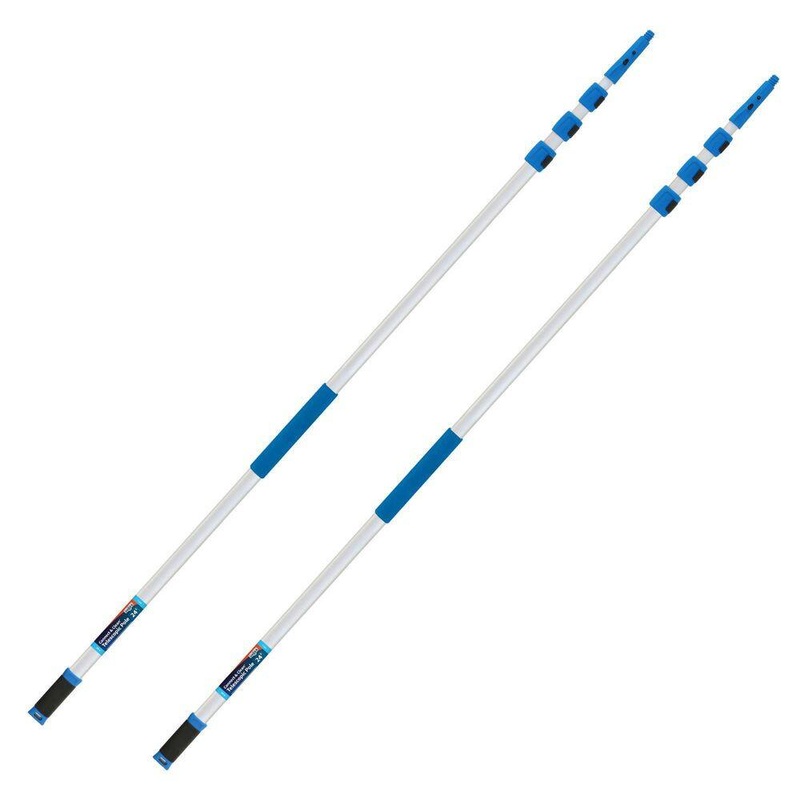 Unger 24 ft. Aluminum Telescoping Pole with Connect and Clean Locking Cone and Quick-Flip Clamps (2-Pack) | Bigbigmart.com