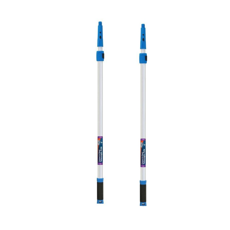 Unger 6 ft. Aluminum Telescopic Pole with Connect and Clean Locking Cone and Quick-Flip Clamps (2-Pack) | Bigbigmart.com
