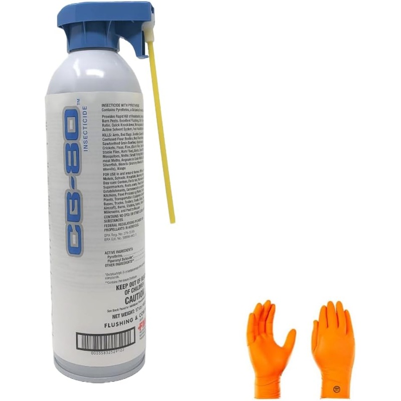 USA Supply CB-80 Synergized Aerosol Insecticide 17oz | Premium USA Supply Gloves for Safe Eradication | Bigbigmart.com