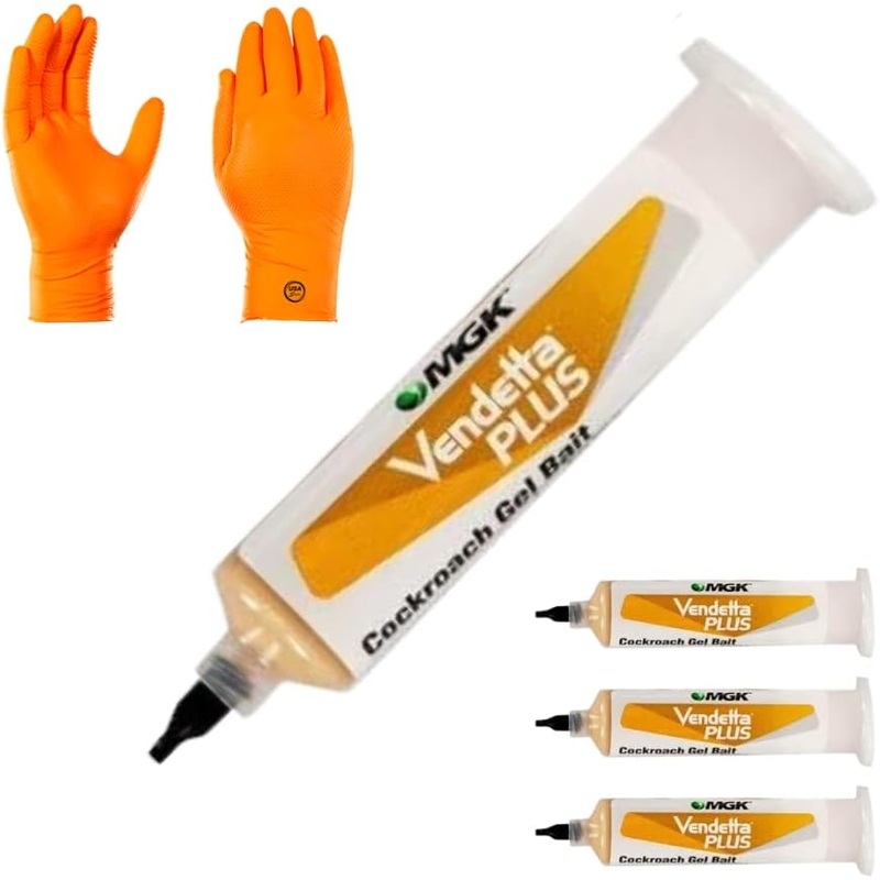 Vendetta Plus Cockroach Bait – Contains IGR, Best Roach Killer for Infestation | Premium USA Supply Gloves | USA Supply Pest Identification Card | Bigbigmart.com