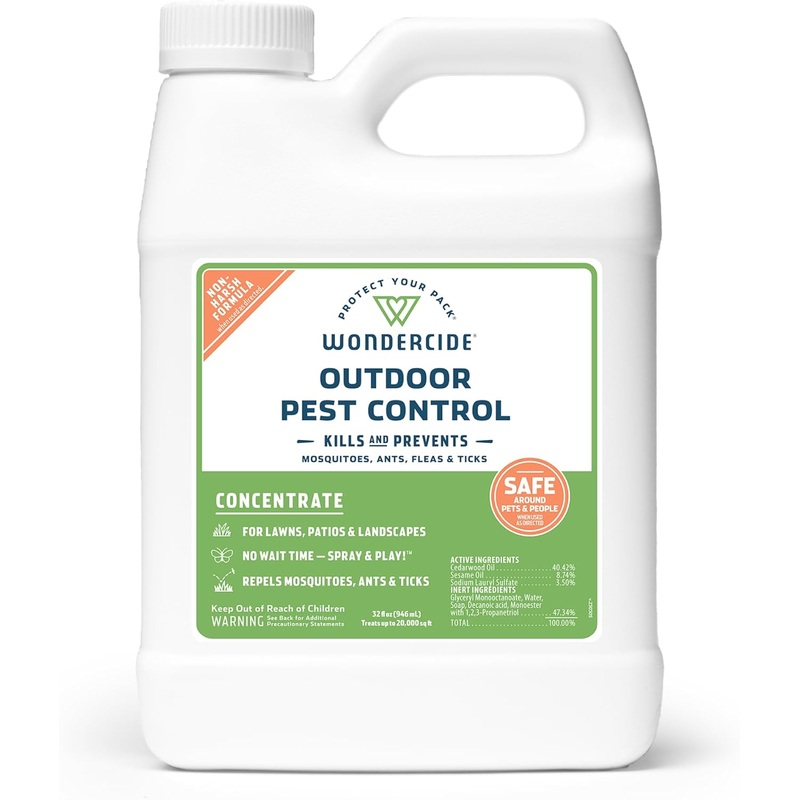 Wondercide – Outdoor Pest Control Spray Concentrate with Natural Essential Oils – Mosquito, Ant, Roach, and Insect Killer, Treatment, and Repellent – Safe Around Pets, Plants, Kids – 1 Gallon | Bigbigmart.com