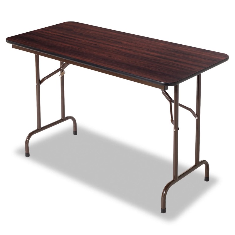 Alera Wood Rectangular Folding Table, 48W x 24D x 29H, Mahogany | Bigbigmart.com