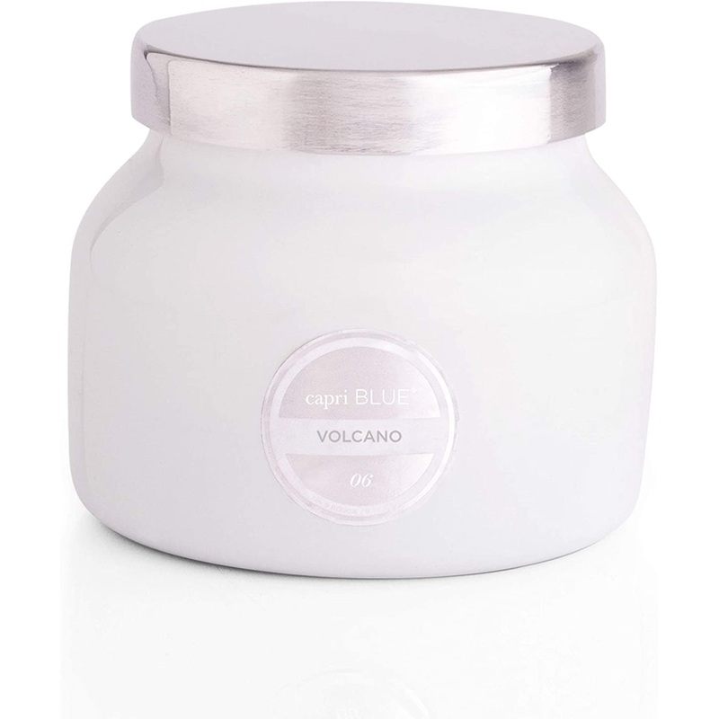 Capri Blue Petite Scented Candle with Glass Candle Holder, White | Bigbigmart.com