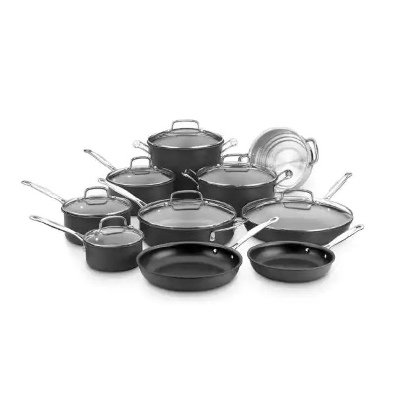 Chef’s Classic 17-Piece Hard-Anodized Aluminum Nonstick Cookware Set in Black | Bigbigmart.com