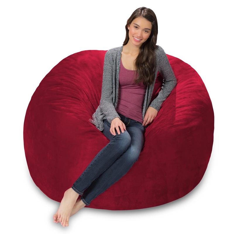 Comfy Sacks 5 ft Memory Foam Bean Bag Chair, Merlot Cords | Bigbigmart.com
