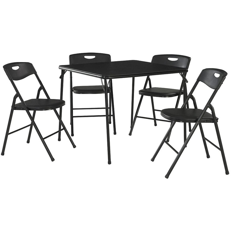 COSCO 5-Piece Folding Table and Chair Set, Black | Bigbigmart.com