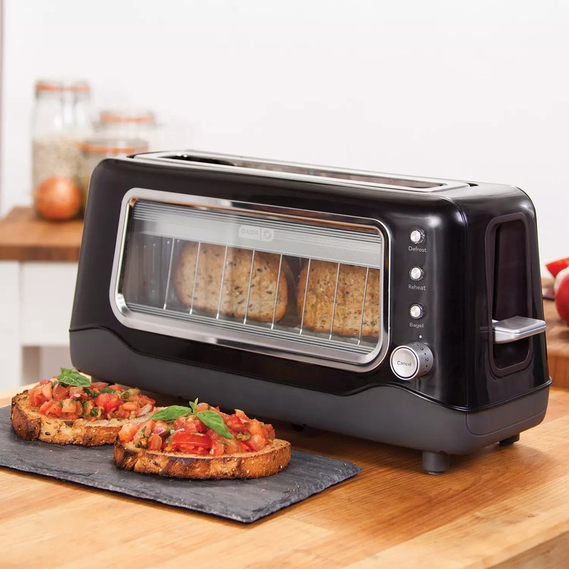 Dash Clearview Toaster, Black | Bigbigmart.com