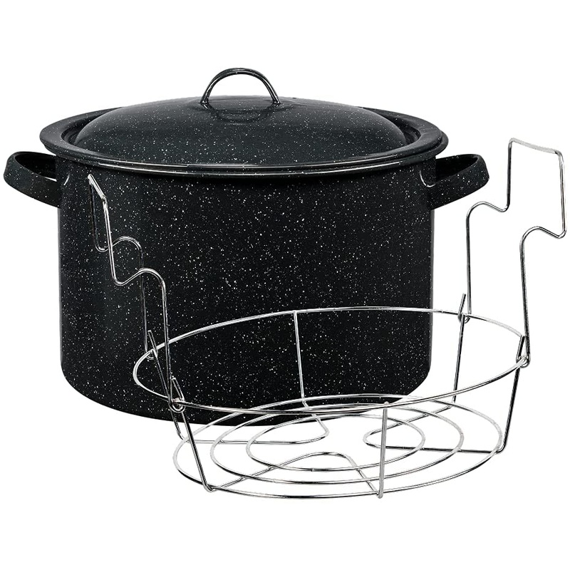 Granite Ware Enamel on Steel 11.5-Quart with lid & Jar Rack, Speckled Black | Bigbigmart.com