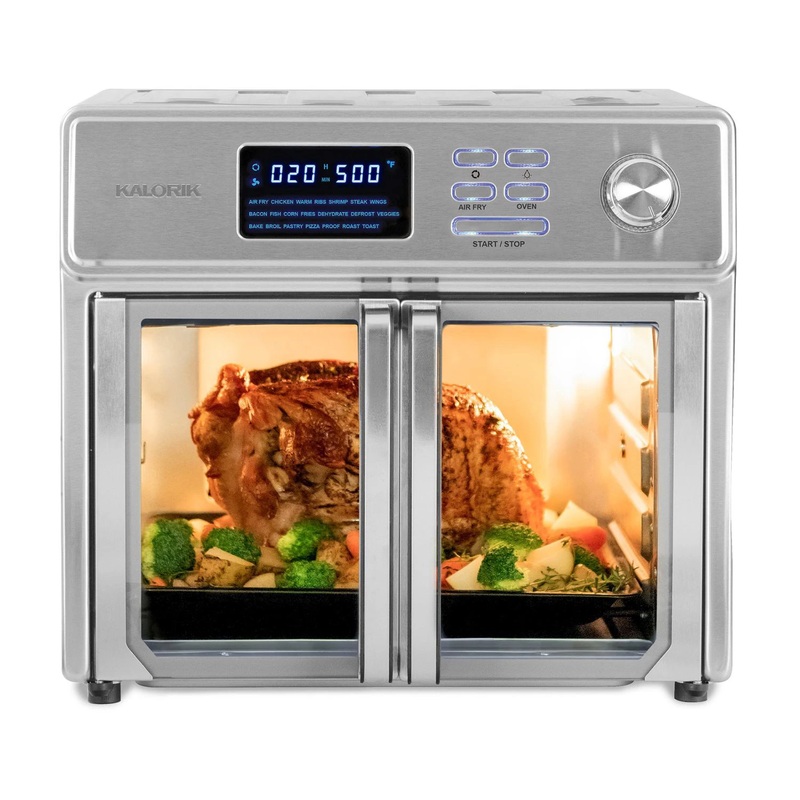 Kalorik MAXX Digital Air Fryer Oven AFO 46045 SS 26 Quart 10-in-1 Countertop Toaster Oven & Air Fryer Combo – Rotisserie, Broiler, Dehydrator, & More | 9 Accessories & Cookbook | 21 | Bigbigmart.com