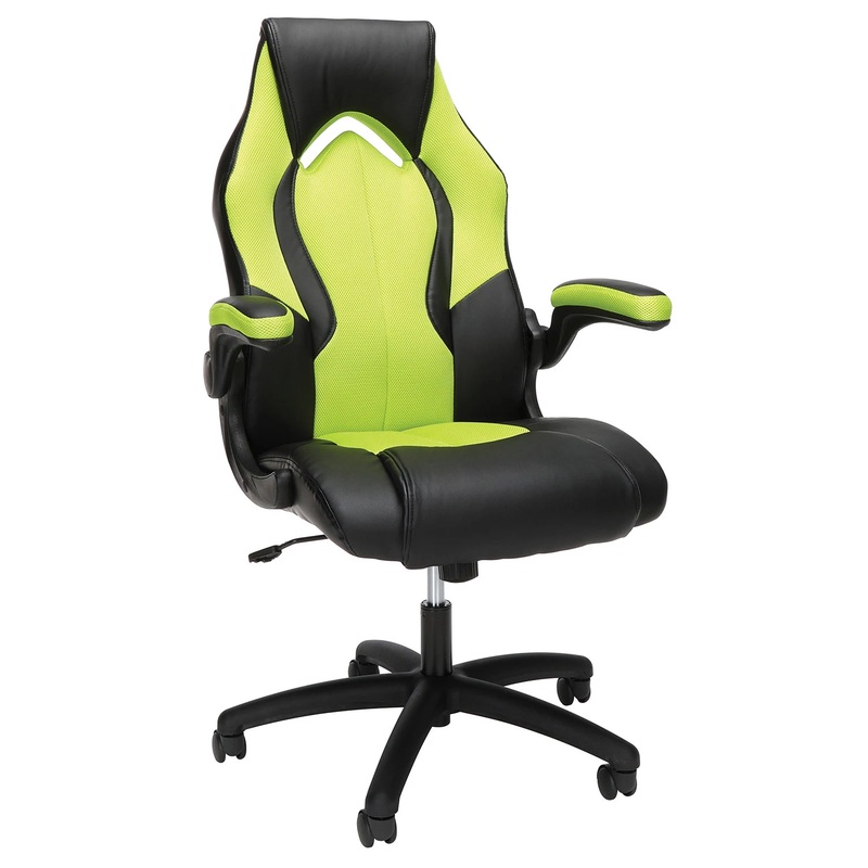 OFM ESS Collection High-Back Racing Style Bonded Leather Gaming Chair, in Green (ESS-3086-GRN) | Bigbigmart.com