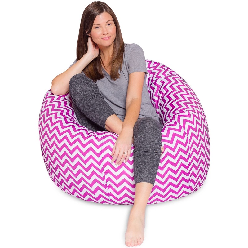 Posh Creations X-Large Bean Bag Chair (Pattern Chevron Purple and White) | Bigbigmart.com