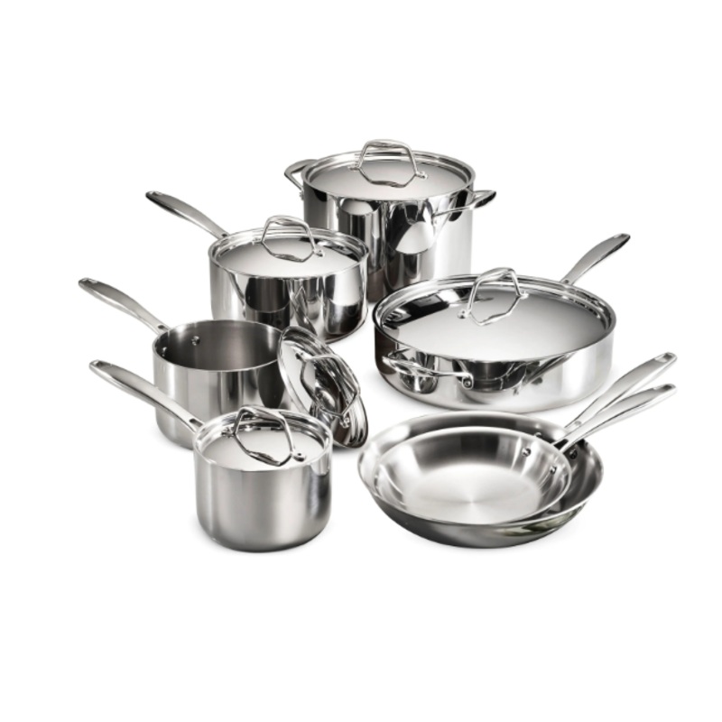 Tramontina Gourmet Tri-Ply Clad 12-Piece Stainless Steel Cookware Set | Bigbigmart.com